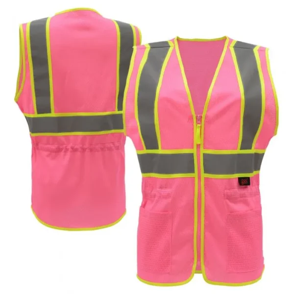High Vis Pink Ladies Fit Mesh Safety Vest