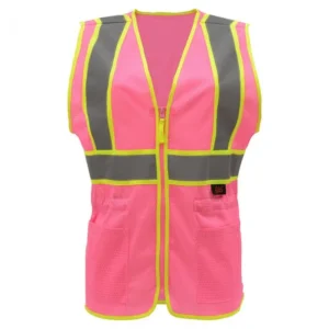 High Vis Pink Ladies Fit Mesh Safety Vest